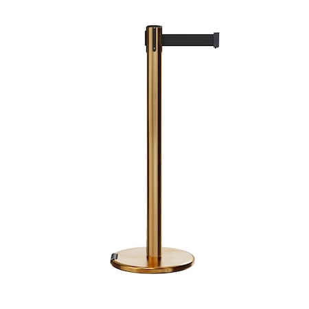 Retractable Belt Rolling Stanchion, 2.5ft Sat.Brass Post  7.5ft Black